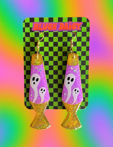 Purple Glitter Ghost Lava Lamps