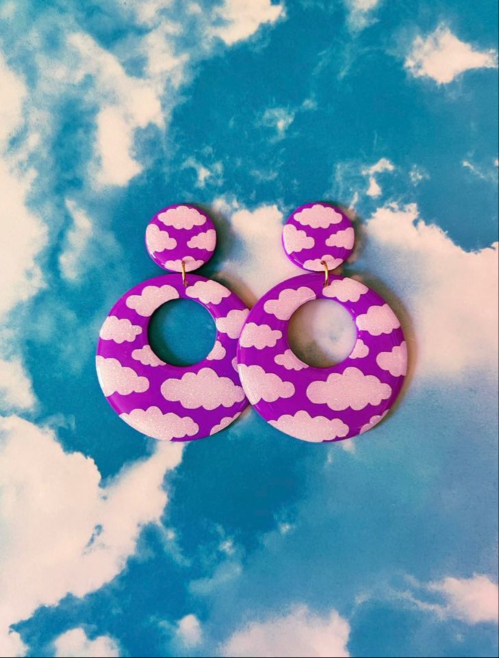 Purple Cloudy Mod Hoops