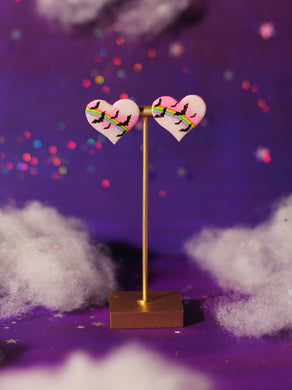 *SALE* Pink Rainbow Bat Heart Studs