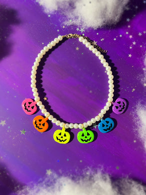 Rainbow Pumpkin Charm Choker