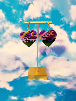 *SALE* Midsize Twilight Graveyard Heart Dangles
