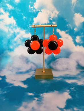 *smaller* Black and Orange Mix & Match Daisy Dangles