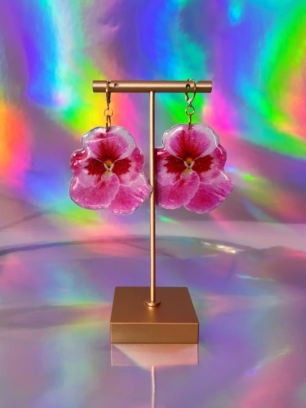*PRE ORDER* Big Pink Pansy Blossom Dangles