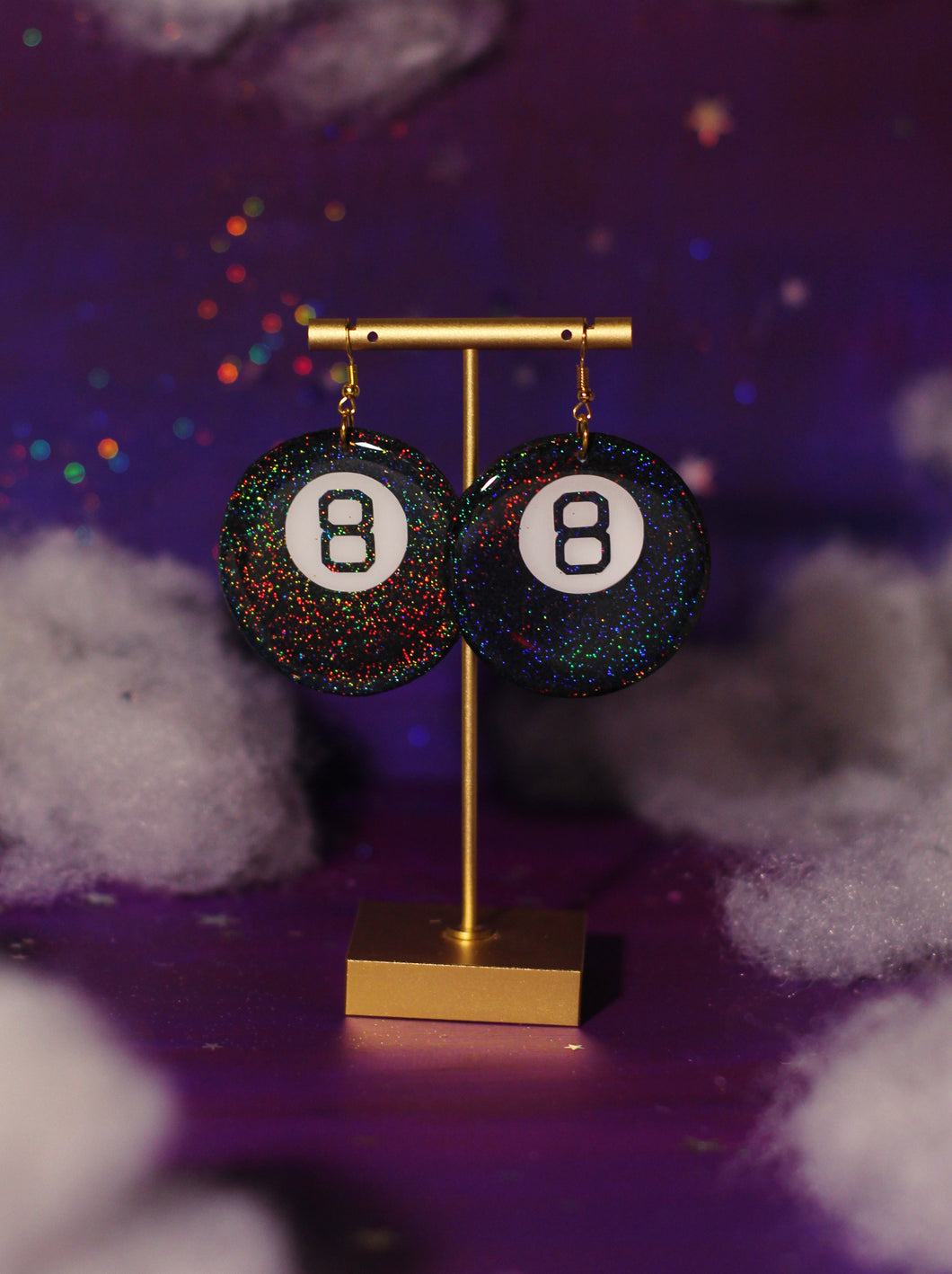 Sparkly Magic Eight Ball Dangles