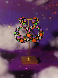 Black Halloween Charm Mod Hoops
