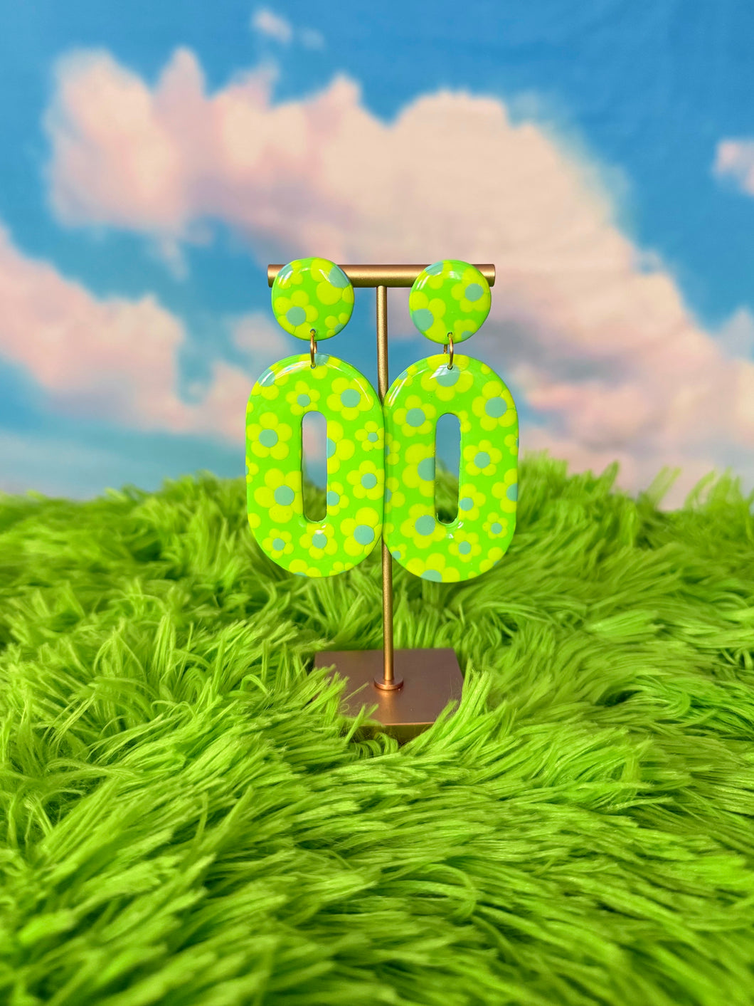 XL Green, Yellow and Blue Floral Mod Ovals