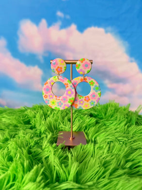 Rainbow Floral Mod Hoops