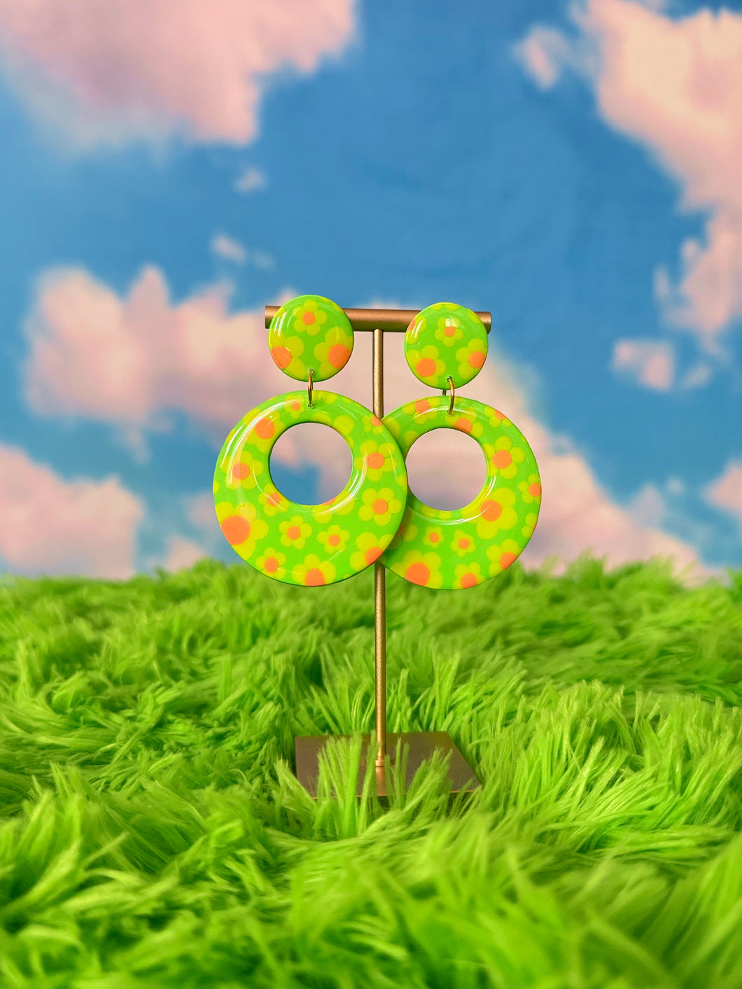 Green, Yellow and Orange Floral Mod Hoops
