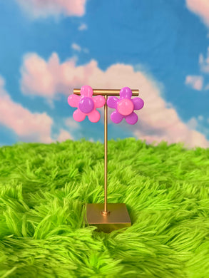 Pink and Purple Flower Power Studs