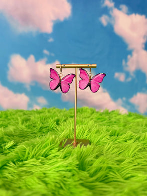 Pink Butterfly Dangles