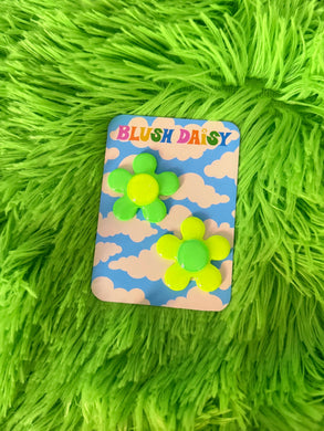 Green and Yellow Flower Power Barrette Set