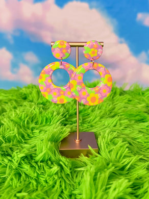 Purple Summertime Floral Mod Hoops