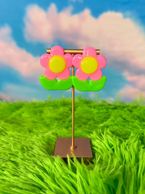 Pink and Yellow Daisy Studs (w/ Petals)