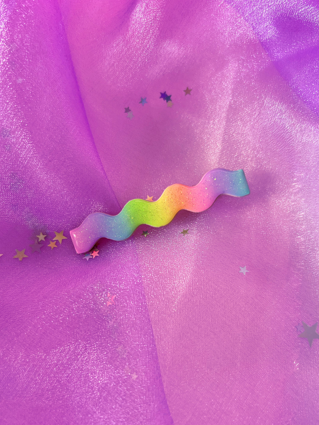 Iridescent Rainbow Squiggle Barrette