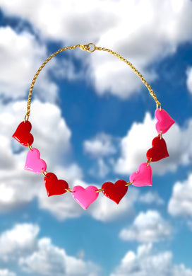 Pink and Red Heart Choker