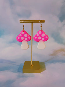 Pink Funky Shroom Dangles