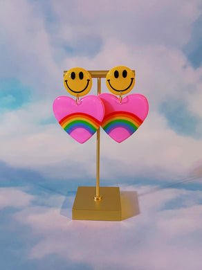 Pink Smiley Rainbow Hearts