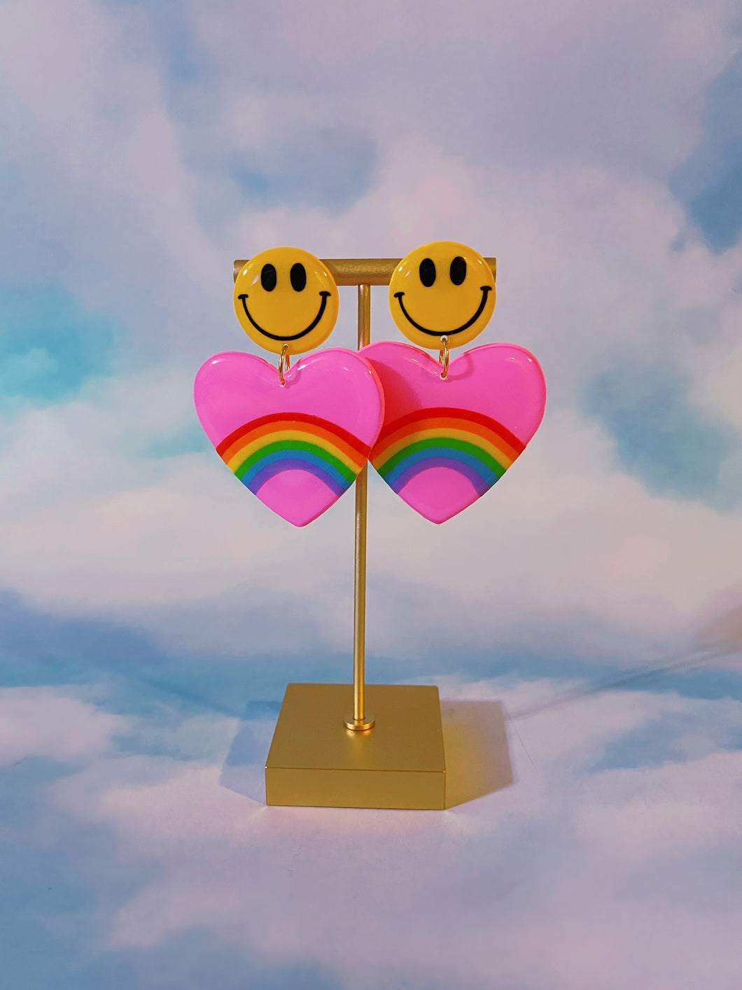 Pink Smiley Rainbow Hearts