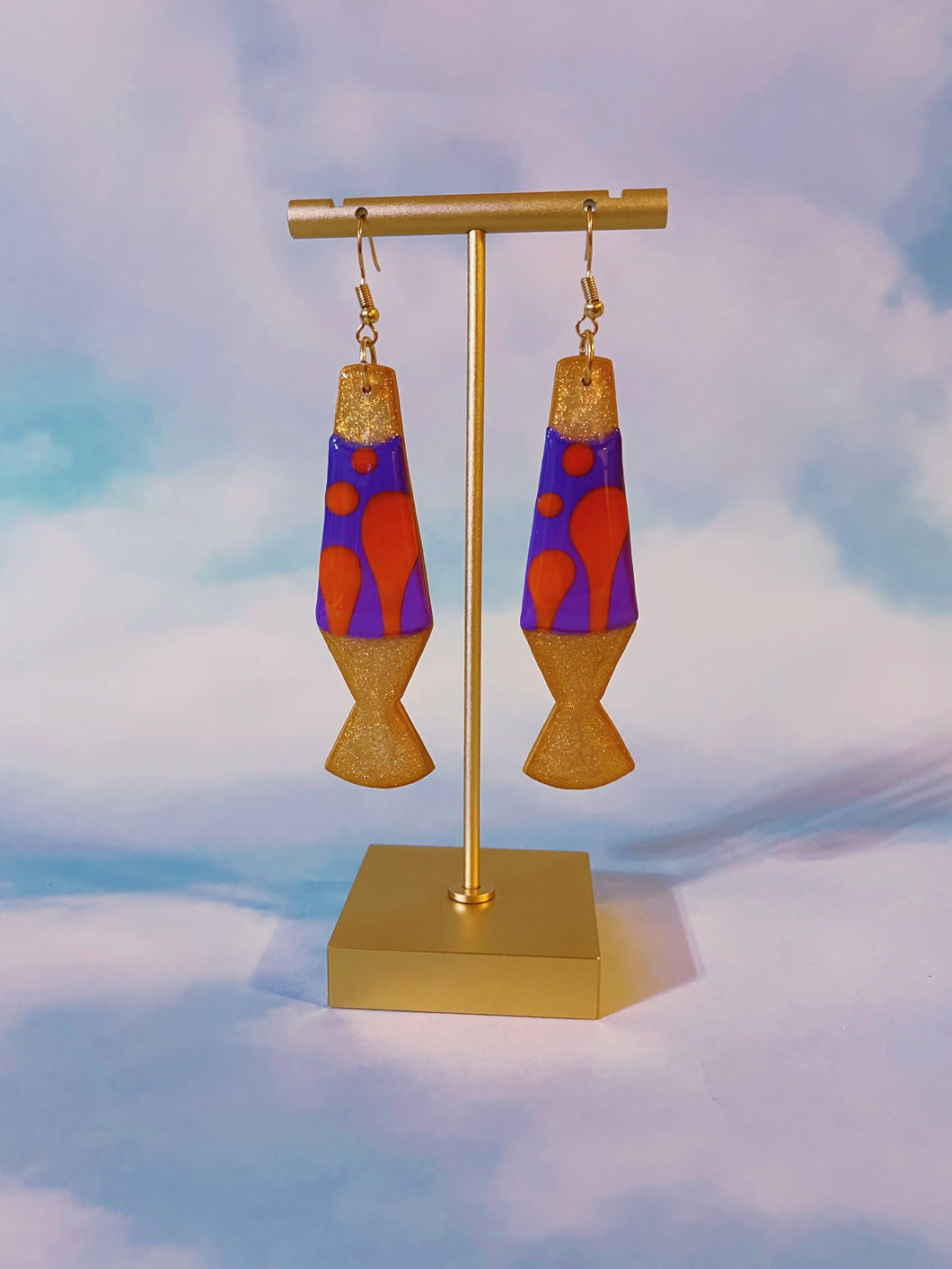 Big Gold, Purple and Orange Lava Lamp Dangles