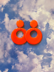 Neon Orange Mod Hoops