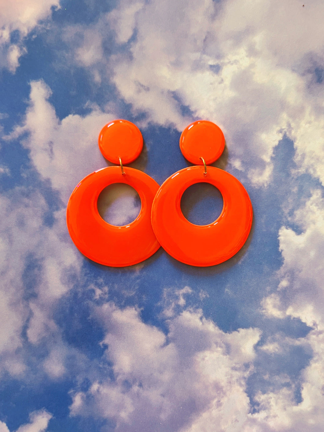 Neon Orange Mod Hoops