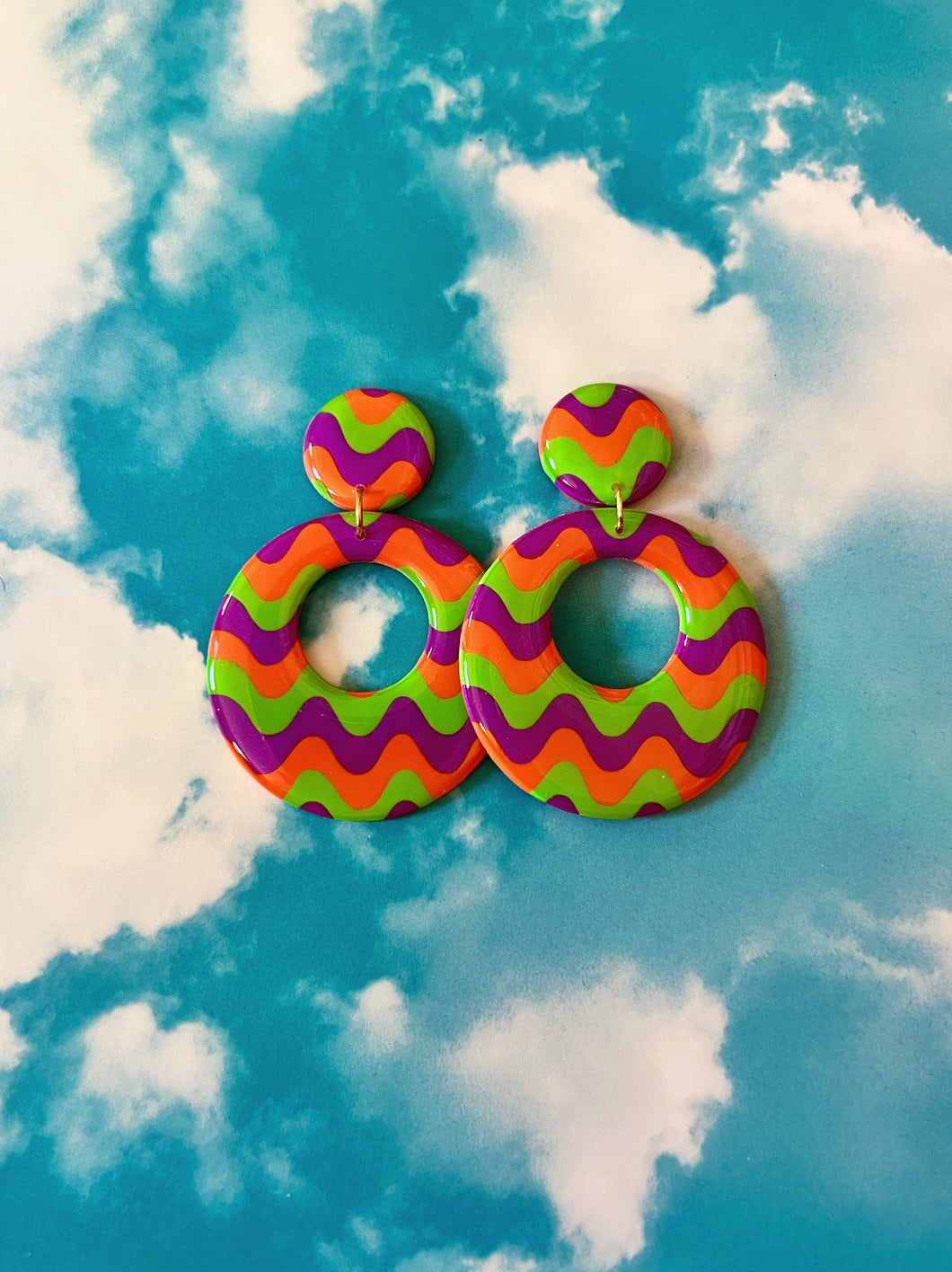 Green, Orange and Purple Drippy Mod Hoops