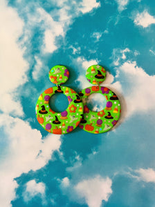 XL Green Halloween Charm Mod Hoops