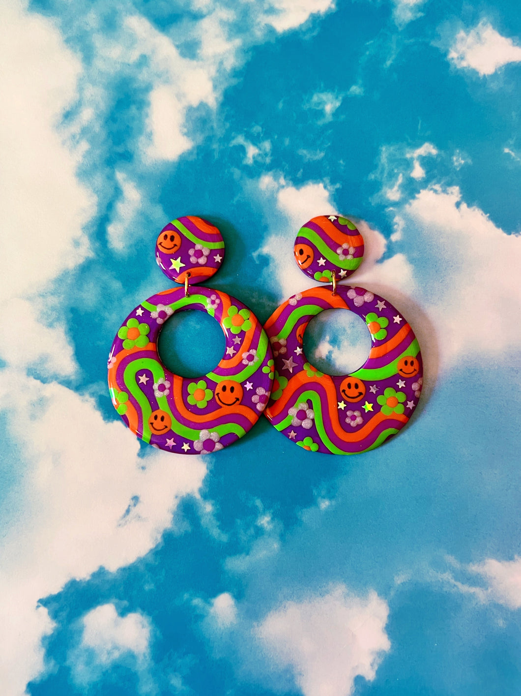 XL Purple Dreamscape Mod Hoops (w/ smileys)