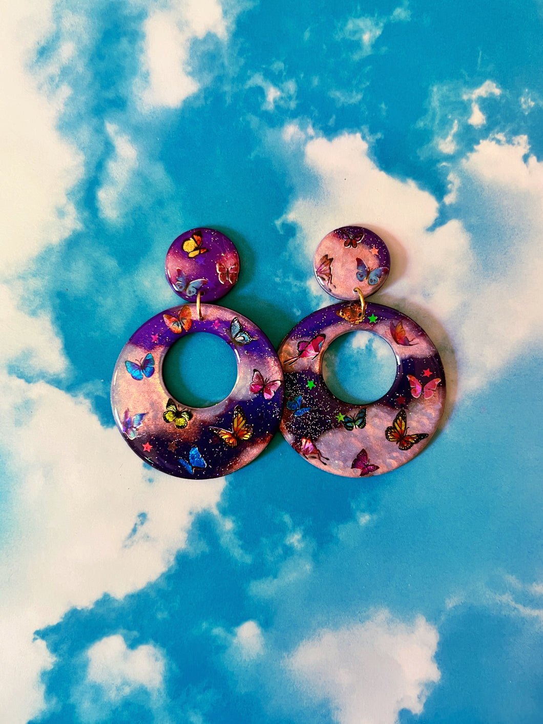 Purple Butterfly Daydream Mod Hoops