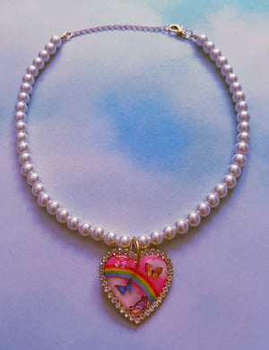 Pink Butterfly Daydream Pearl Choker