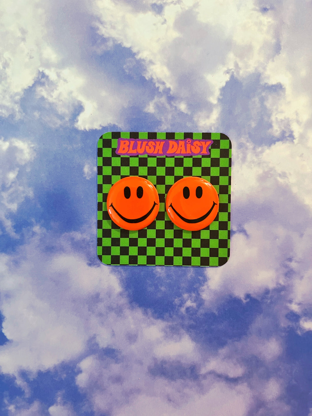 Orange Smiley Studs