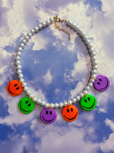 Orange, Green and Purple Smiley Choker