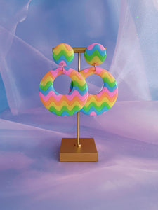 XL Pastel Rainbow Drippy Mod Hoops