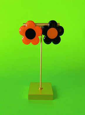 XL Orange and Black Mix & Match Daisy Studs