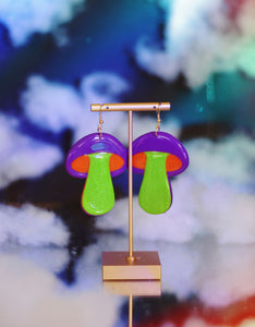 Big Purple and Orange Sparkly Funky Shrooms