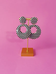 Black and White Checkered Mod Hoops