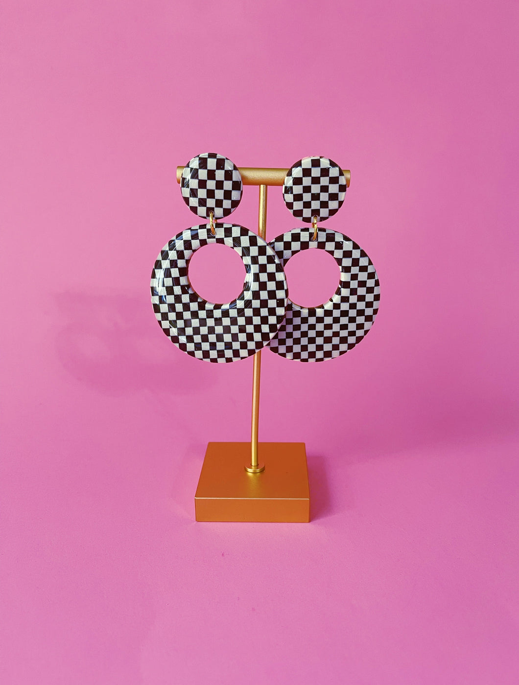 Black and White Checkered Mod Hoops