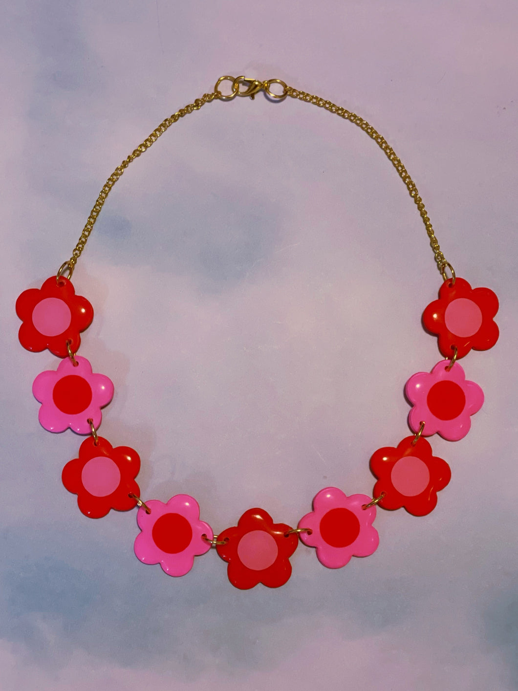 Red and Pink Daisy Choker