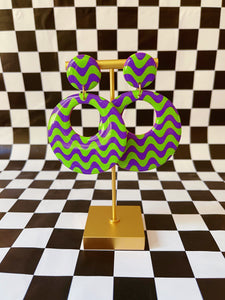 XL Green and Purple Drippy Mod Hoops