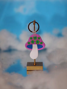 Pink Floral Mushroom Keychain