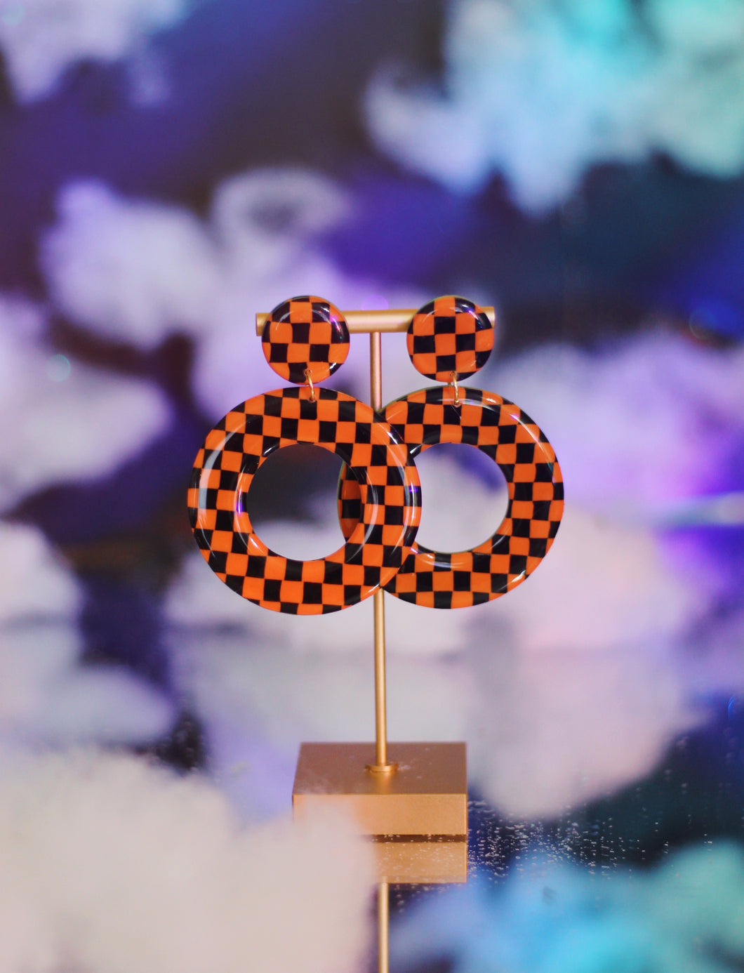 XL Orange and Black Checkered Hoops
