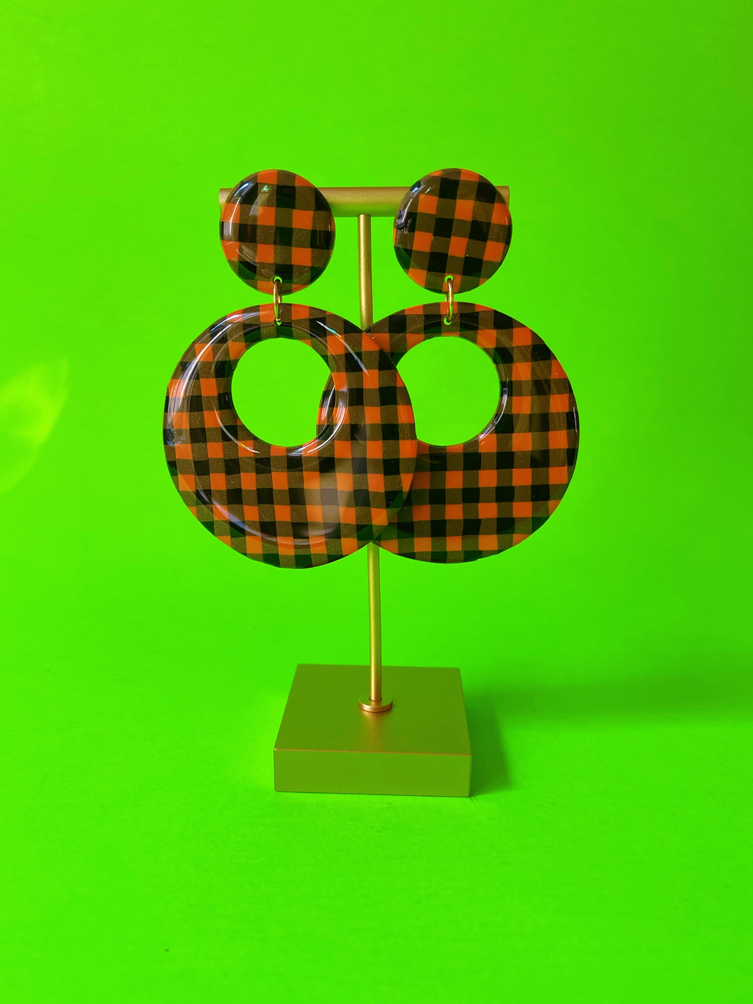 XL Halloween Gingham Mod Hoops