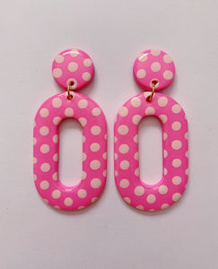 Big Pink Mod Ovals with White Polka-Dots