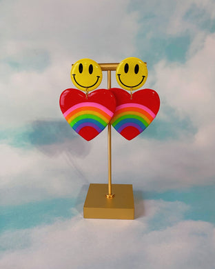 *SALE* Red Smiley Rainbow Hearts