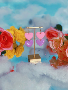 Pink and Lavender Heart Dangles