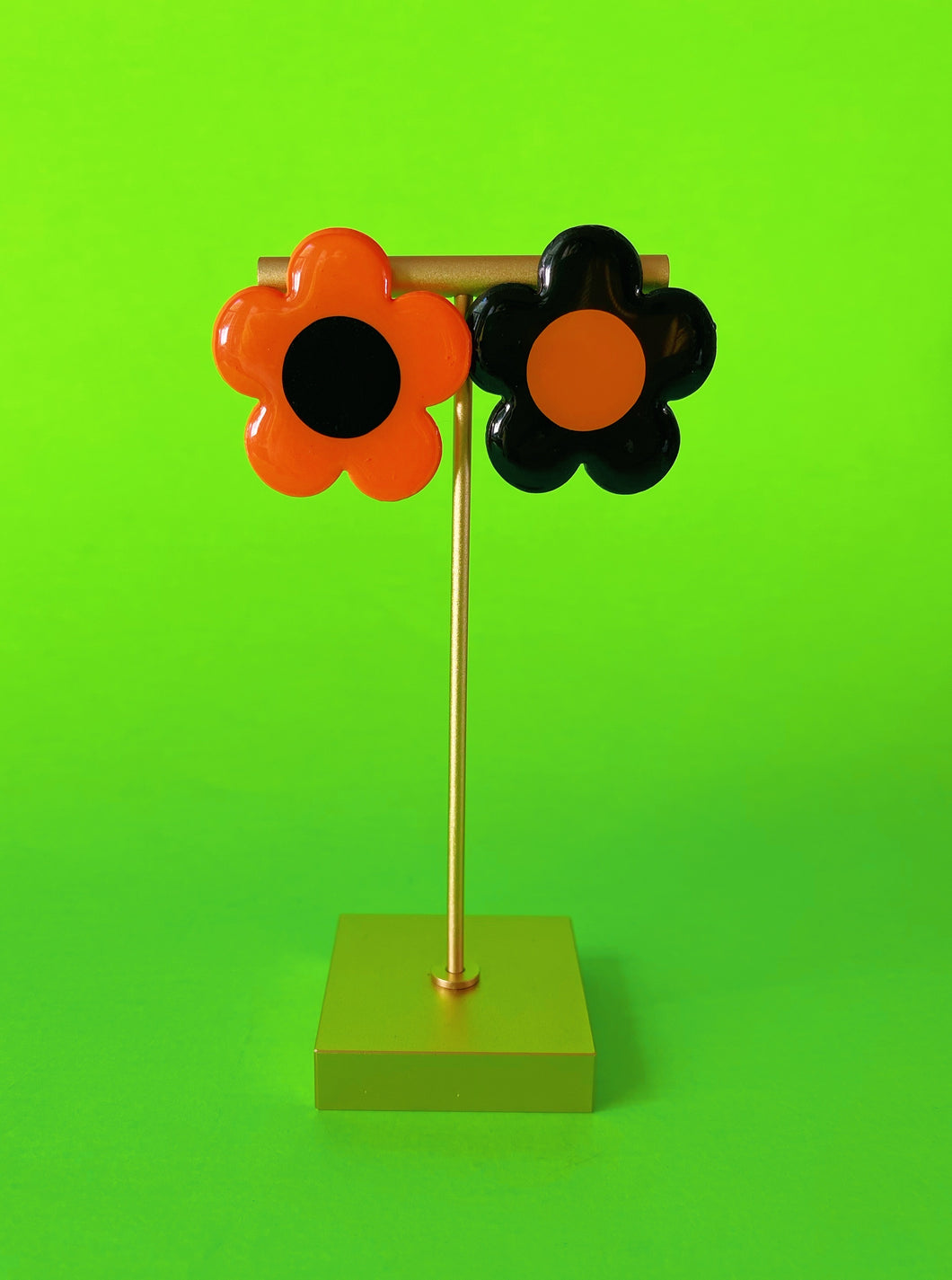 Orange and Black Mix & Match Daisy Studs