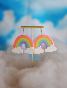 XL Pink and Lavender Rainbow Dangles (with clouds)