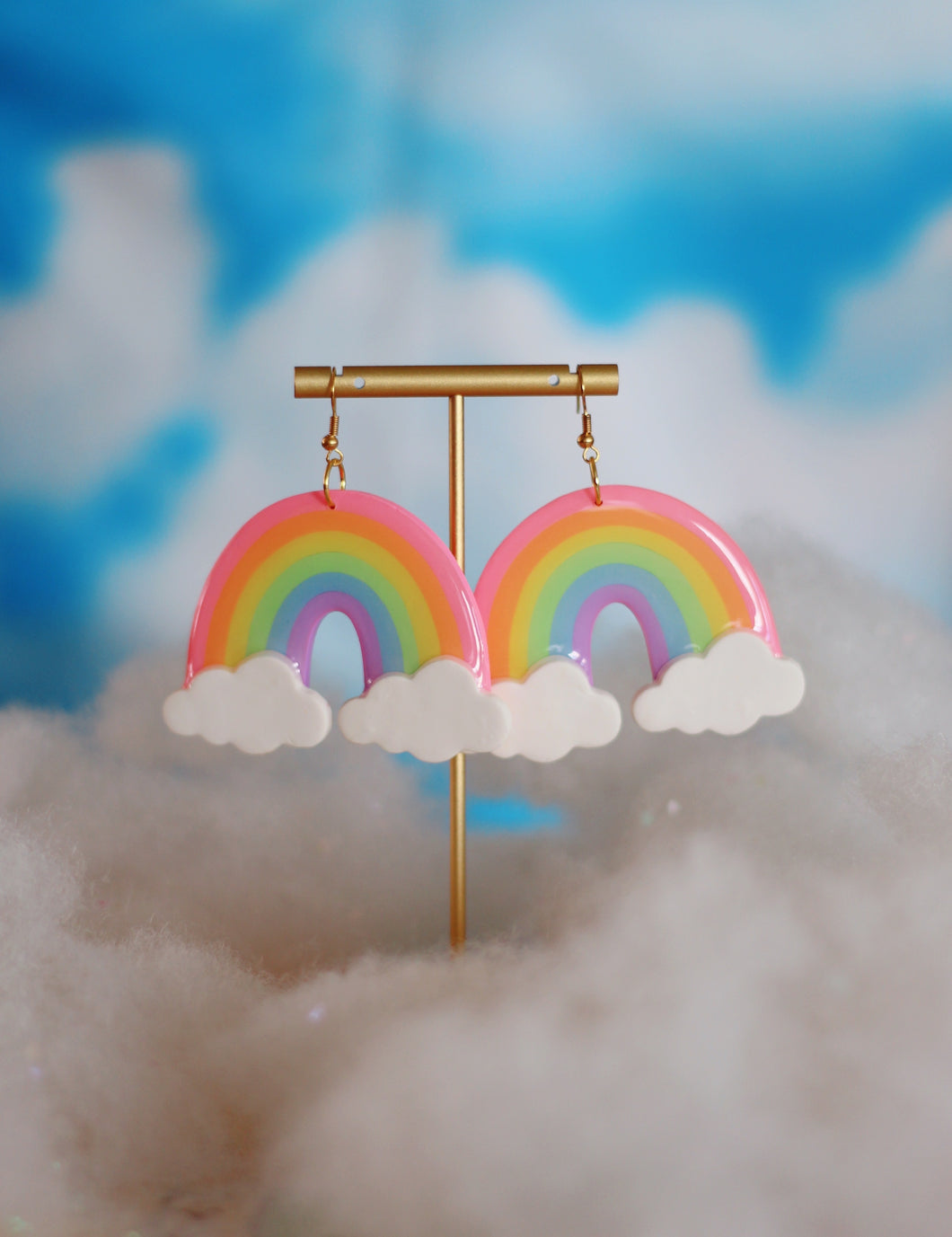 XL Pink and Lavender Rainbow Dangles (with clouds)
