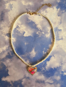 Mini Pink Butterfly Daydream Heart Choker